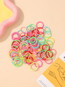 100pcs 2cm Colorful Hair-Safe Elastic Rubber Bands for Toddlers Baby Scrunchies Set