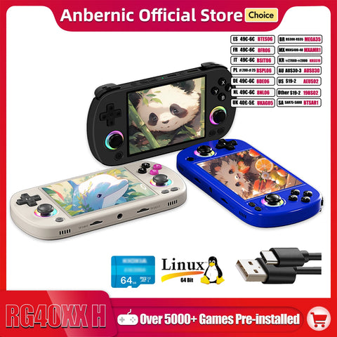 Handheld Game Console 4.0" IPS Screen 3200mAh 64-Bit RGB Light 5000+ Games