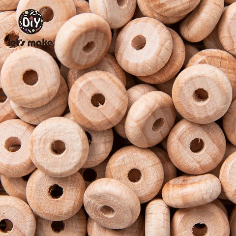 50pc 10mm Beech Wood Beads Baby Teething Necklace DIY Abacus Beading Food Grade Nipple Chain Accessories