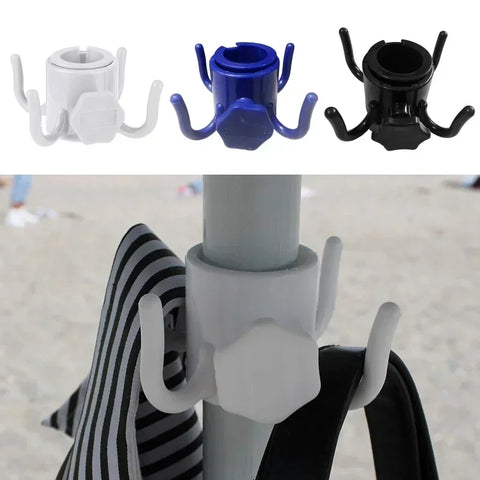Beach Umbrella Hook 4 Prongs Screw Lock for Towels, Bags, and Clothes Hanger Clips