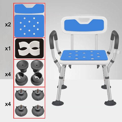 Adjustable Non-Slip Bath Chair for Elderly, Shower Stool, Squat Toilet Seat