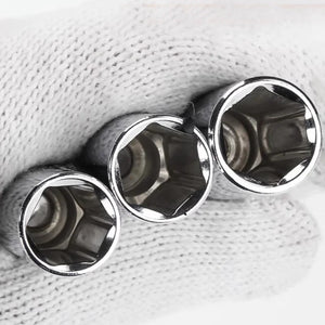 1/4 Inch Drive 6 Point Socket Set, 50mm Long, Sizes 4mm-14mm