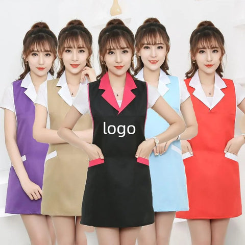 Custom Print Logo Apron, Anti-Fouling, Wear-Resistant, Hanging Neck, Embroidered Name for Kitchen & Cake Shop