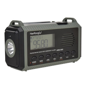 10,000mAh Solar Hand Crank Radio FM/AM/SW/WX with USB Charging, LED Flashlight, Reading Lamp, Power Bank Emergency Charger