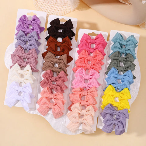 Colorful Cotton Bow Hairpins 10pcs Set - Plaid Mini Hair Clips, Toddler Barrettes, Baby Hair Accessories
