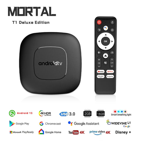 2024 Smart Home Theater TV Box 4K HDR10 Android 13 Bluetooth Google Assistant WiFi Dual-Band Netflix