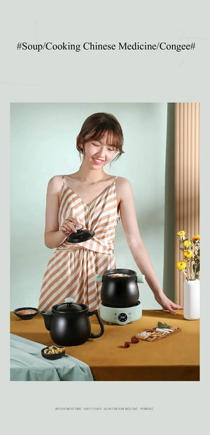1.8L Smart Electric Ceramic Medicine and Soup Pot with Auto Keep Warm Function