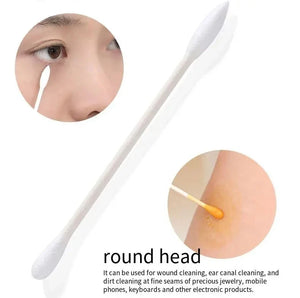 100-Pack Double-Ended Cotton Swabs - Individually Wrapped, Disposable, Travel-Friendly Cosmetic Sticks