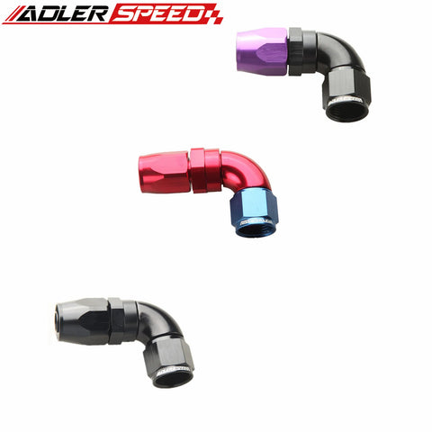 90° Aluminum Swivel Hose End Fitting An4 An6 An8 An10 An12 Black, Red/Blue