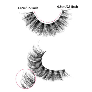 10 Pairs Wispy D Curl Faux Mink Lashes, Clear Band, Natural Fluffy Style