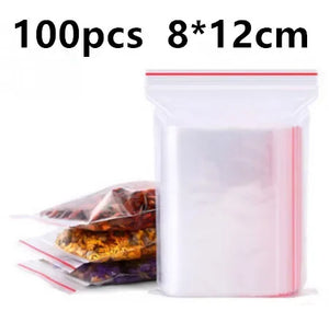 100 Pack Freezer Safe 50 Micron Ziplock Bags, Food Storage for Snacks & Cookies