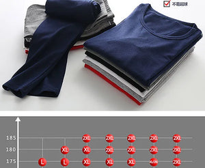 "5XL Thermal Cotton Long Johns Set - Oversized Winter/Spring T-Shirt & Pants"