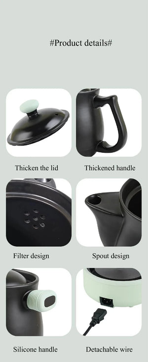 1.8L Smart Electric Ceramic Medicine and Soup Pot with Auto Keep Warm Function