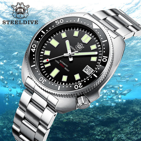 Automatic Dive Watch 200m White Date 6105 Turtle Style NH35 Movement