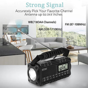 10,000mAh Solar Hand Crank Emergency Radio AM/FM/NOAA, LED Flashlight, SOS Alarm, Power Bank, Portable for Outdoor, Dropshipping