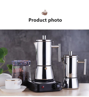 Italian Moka Espresso Maker Stainless Steel Coffee Pot for Gas or Induction Stove, Cuban Style Mocha Kettle