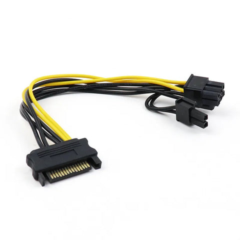 15 Pin SATA Male to 8 Pin PCIe Video Card Power Supply Adapter Cable