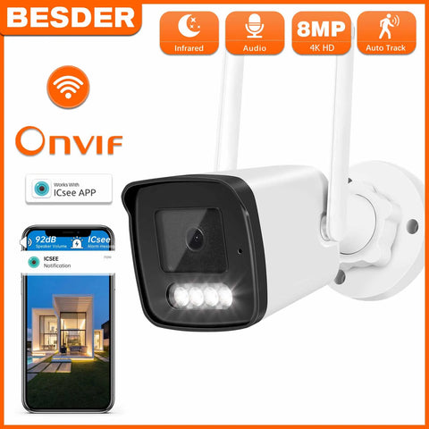 8MP Wireless Bullet IP Camera, AI Human Detection, 4K CCTV, Outdoor Surveillance with Audio & SD Card Slot