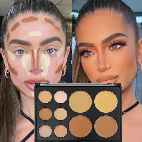 10-Color Matte Concealer Palette: Full Coverage for Dark Circles, Tattoos & Contouring