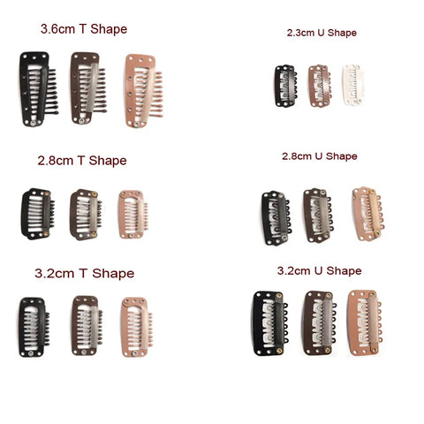 20pcs Snap Hair Extension Clips for Human Hair Bangs - Metal Comb for Closure