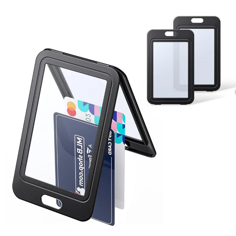 Double-Sided Transparent Retractable Badge Holder for Office Staff ID Cards