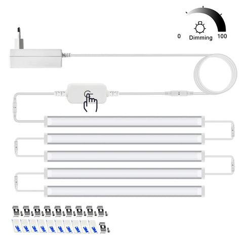 12V Under Cabinet LED Light Bar with Touch Dimmer Switch, Aluminum Lamp for Kitchen Furniture Lighting