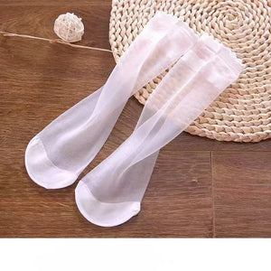 10 Pairs Women's Ultrathin Transparent Silk Ankle Socks - Summer Crystal Nylon, Black & White