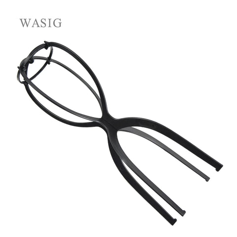 Black 50cm Plastic Wig Stand for Long Wig Display - Portable Folding Mannequin Holder