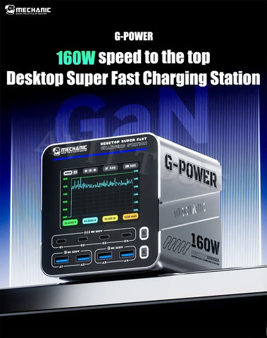 160W Desktop Charging Station w/ Smart Screen, 15W Magnetic Fast Charger for Apple & Android Devices