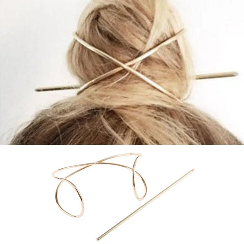 Gold Boho Hair Stick Irregular Bun Holder Cage Hair Pins for Women Jewelry Accessories