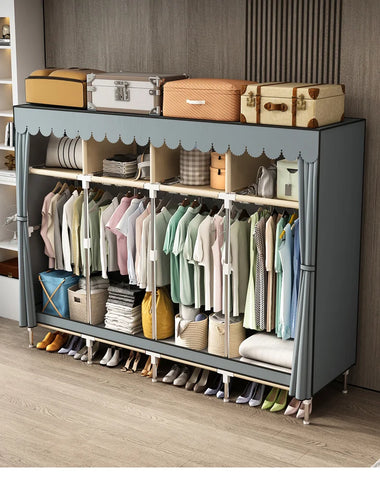 Grey Cloth Wardrobe Fabric, Bedroom Furniture, Easy Assembly, 199x45x170cm