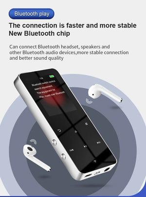 2" Metal Touch MP3 MP4 Music Player, Bluetooth 5.0, FM Radio, Alarm, E-book, Card Support