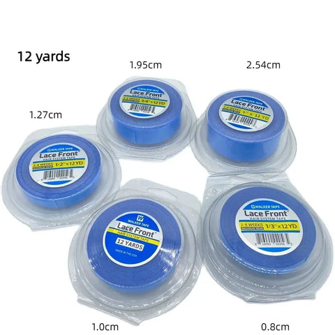 Blue Lace Front Hair Extension Tape 12 Yards - Double Sided, 0.8/1.0/1.27cm Width, Strong Hold