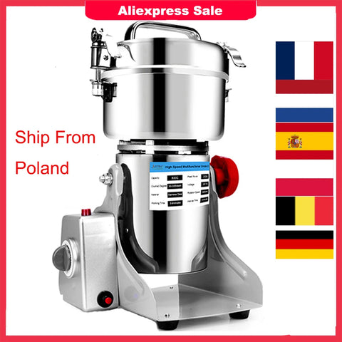 Electric 3000W Herb Grinder & Coffee Mill 800g Dry Food Processor for Spices, Grains, and Wheat