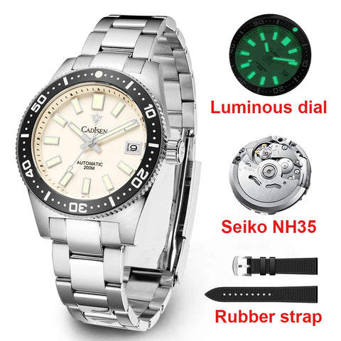 38mm Automatic Diver Men's Watch NH35A Sapphire Luminous 200m Waterproof Date Mens Wristwatch