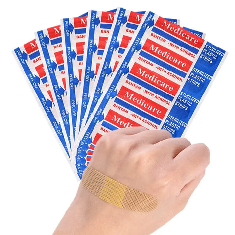 Emergency First Aid Non-Woven Bandages Strips - 100 Pcs for Wound Dressing and Protection