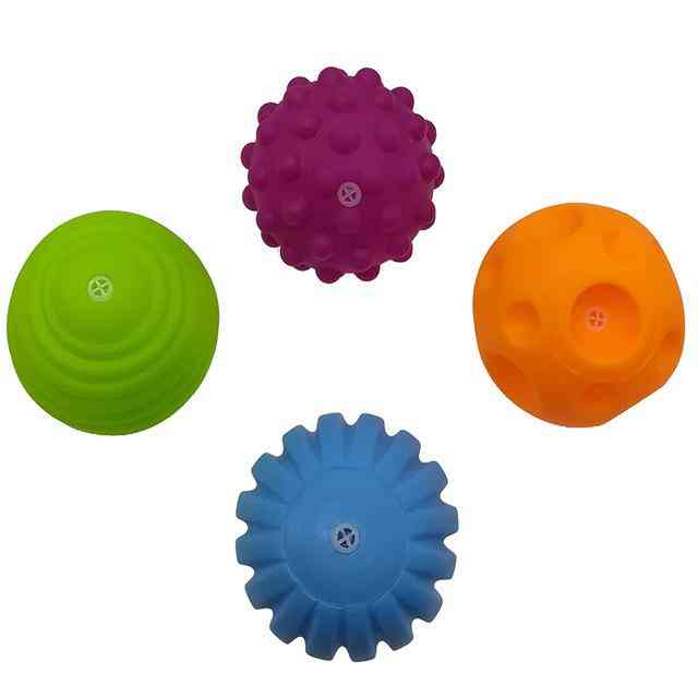 Juguetes de pelota de goma para bebés: pelota táctil texturizada para diversión sensorial, hora del baño, tipo - tj019 4 piezas