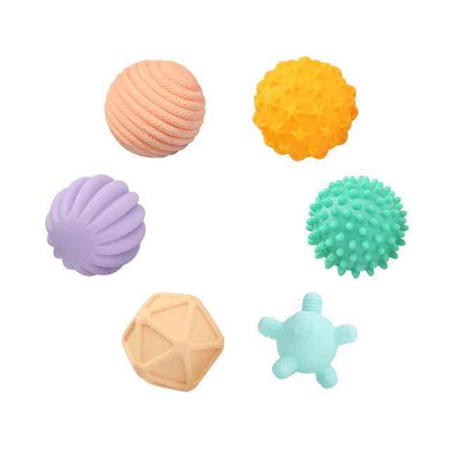 Baby Rubber Hand -textured Touch Ball For Fun, Bath Time, Type - Tj247 6pcs