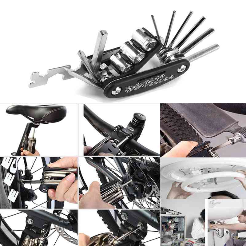 Bärbar socket mtb fjällcykel multifunktionsnyckel - turnficka multi verktyg skruvmejsel för motorcykel, cykel, cykel reparationsverktyg