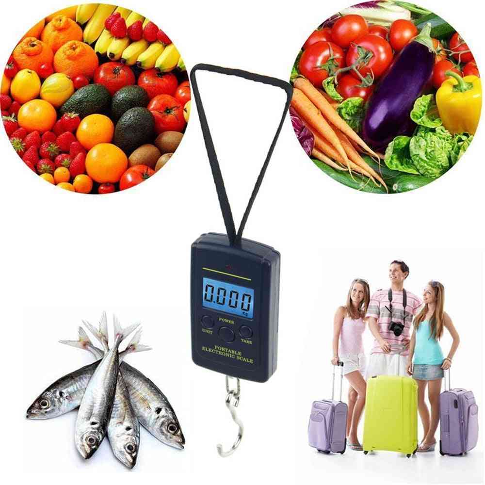 Digitale weegschaal van 88 pond / 40 kg - ophanghaak voor elektronische vissen - eenvoudige bagageweegschaal met meetlint