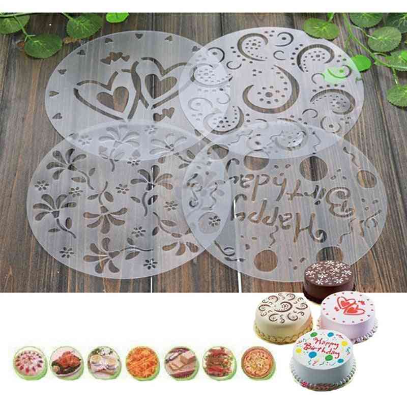 4 Stück / Lot PVC-Sprühform - Kaffee Zuckerpulver Siebkuchen - Formen Transferform Kuchen Dekorationswerkzeuge