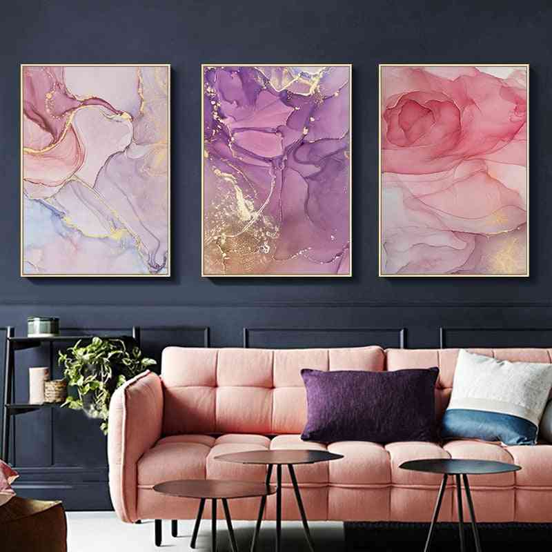 Colorful Golden Poster - Modern Abstract Canvas Painting Wall Art