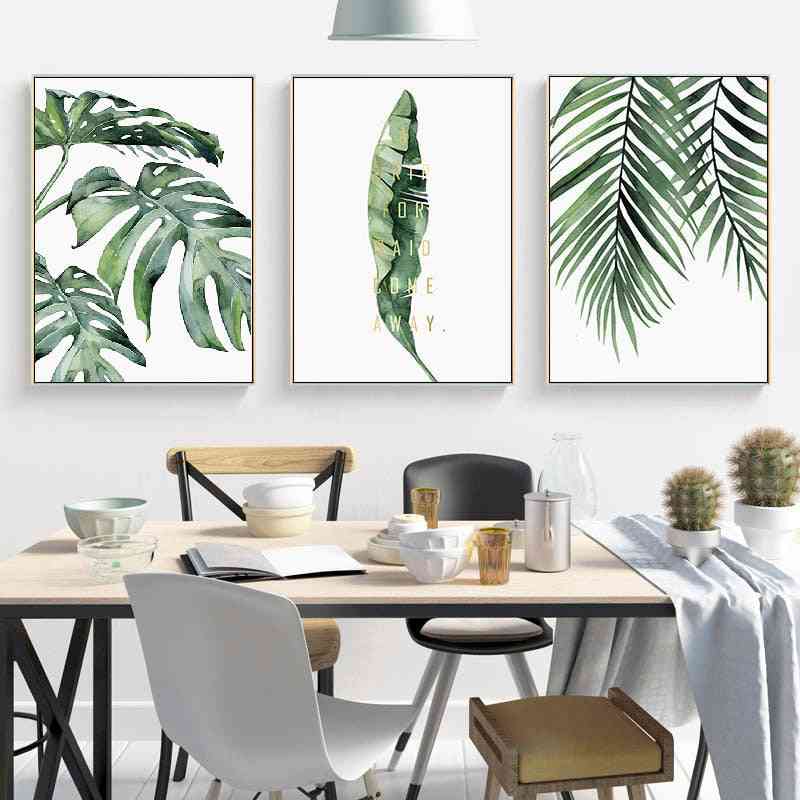 Wall Art Canvas Painting - Green Style Plant, Nordic Posters And Prints Decorative Painting