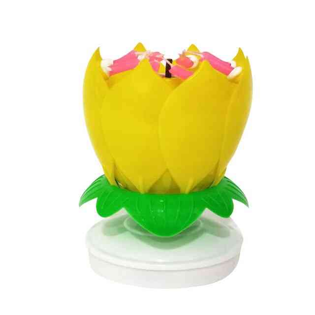 Musical, Lotus Flower - Happy Birthday Candle For Birthday Celebration