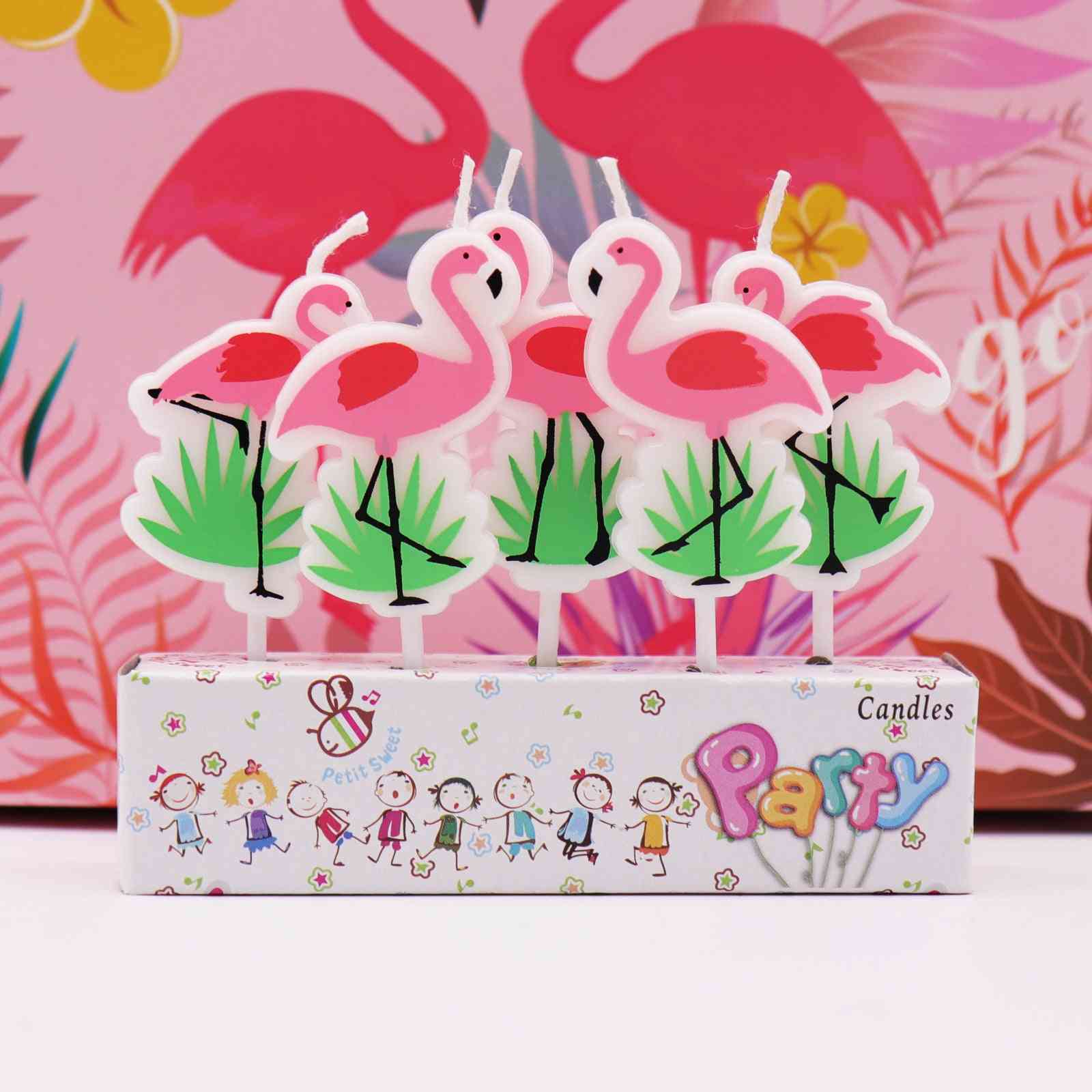 5pcs Cartoon Unicorn/flamingo Candles - Birthday Party, Baby Shower, Kids Party