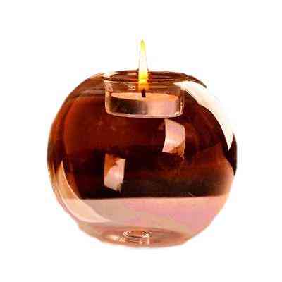 1pcs Round Hollow Glass Candle Holder - Transparent Crystal Glass Candlestick