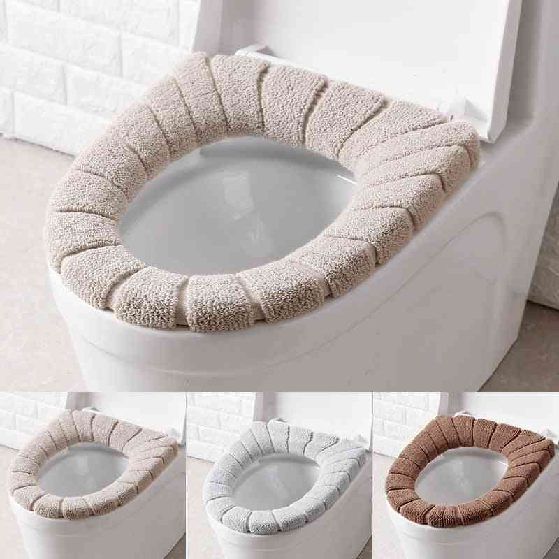 Comfortable Velvet Coral Winter Bathroom Toilet Seat Cover