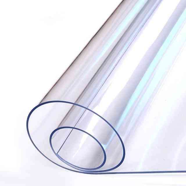 Nappe imperméable transparente en PVC 1.0mm avec motif de cuisine en verre à l'huile en tissu doux - transparent / 80x120cm