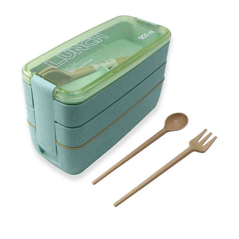 3 Layers Lunch Box Bento Food Container - Eco Friendly Wheat Straw Material