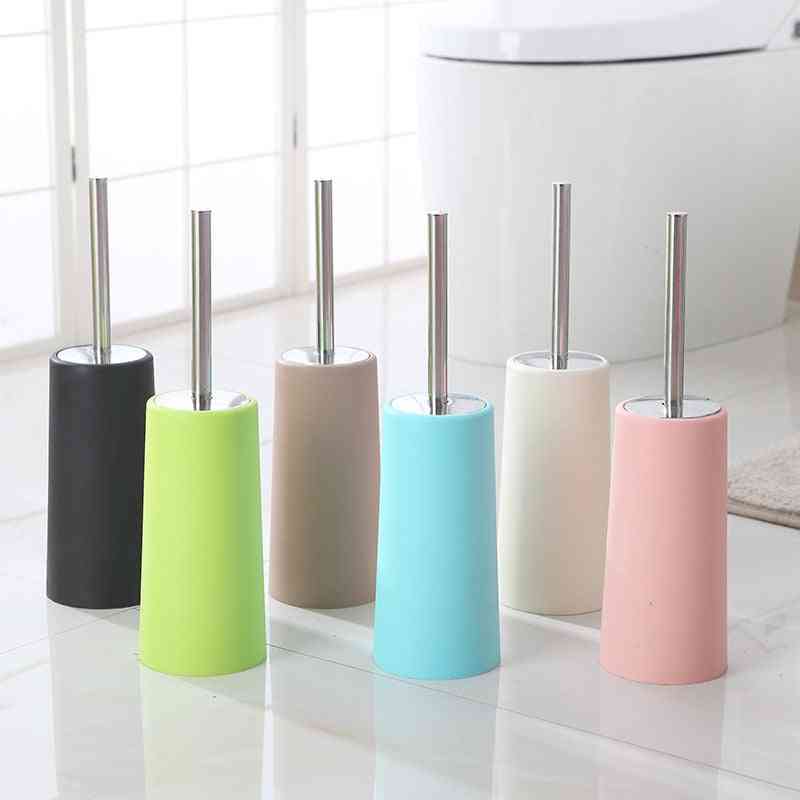 Standing Slim Compact Plastic Toilet Bowl Brush And Holder With Lid Cover